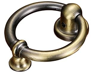 TüRklopfer Zinklegierung Ring Doo Knocker Minimalistische Tür Bronze/Schwarze Tür Klopfen Möbelgriff Hardware TüRklopfer Aus Gusseisen(Color:Green Bronze)