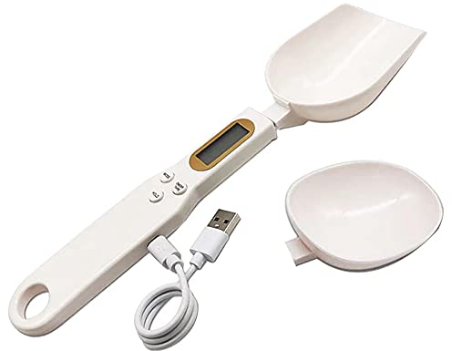 Uanratg Cuchara Medidora de Carga USB BáSculas de Gramo Gramera Digital ElectróNica Pesaje Dimensional para Harina en Polvo Herramienta de Cocina