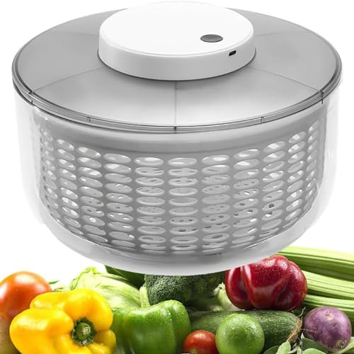Essoreuse à salade, 4,5 L/6 L, grande capacité, électrique, pour salade, légumes, lave-fruits, égouttoir, passoire, charge USB, essoreuse à laitue, nettoyeur avec bol pour laver, sécher les légumes