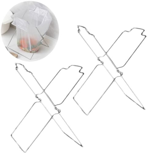 Portable Bag Stand, Bags Holder Stand, Waste Sorting Bin, Grass Clippings Portable Fold Up Can, Trash Stand Holder for Camping Recycling Suitable in Bedroom, Kitchen, Indoor and Outdoor /109(2pcs)