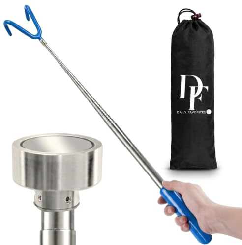 DF 5-in-1 ausziehbarer Disc-Golf-Retriever, 4,8 m, Teleskop-Scheiben-Golf-Retriever, Disc-Retriever mit robusten Edelstahlrahmen-Haken und Tragetasche, Disc-Golf-Retriever-Stange für Baumbüsche und
