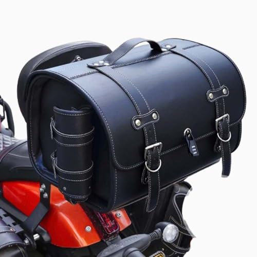 JDUYHS Motorrad Hecktasche für Yamaha MT 09, Motorrad Topcase Große Kapazität Topcase für Roller Motorrad Werkzeugtasche Leder wasserdichte Packtaschen,A Black