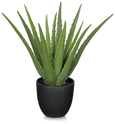 Oairse 33cm Kunstpflanze im Topf Künstliche Aloe Vera Pflanze im Topf Kunstpflanzen Kunststoff Pflanzendeko für Wohnzimmer Balkon Schlafzimmer Badezimmer Zimmer Tischdeko Indoor Decor