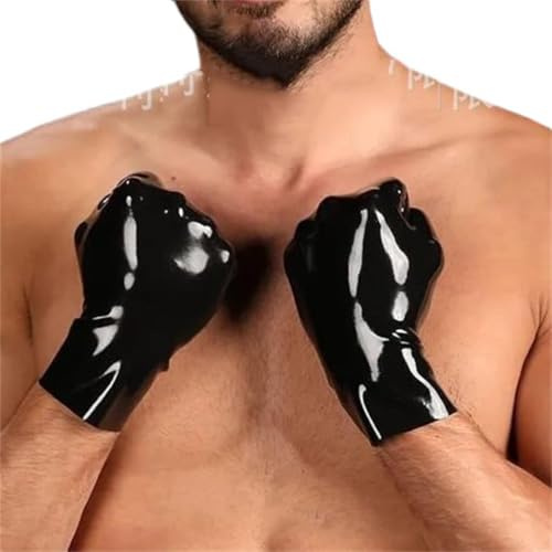 SMGZC Black Spherical Fingerless Latex Gloves Natural Rubber Short Gloves for Women Men Cosplay Party Clubwear (L)