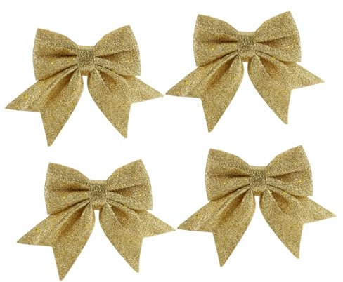 TOGEVAL 4 Stück Weihnachtsschleifen Aus Goldstaub Selbstgemacht Schleifen Dekoration Wiederverwendbar Festlicher Baumschmuck Für Weihnachtskränze Kartonverpackungen