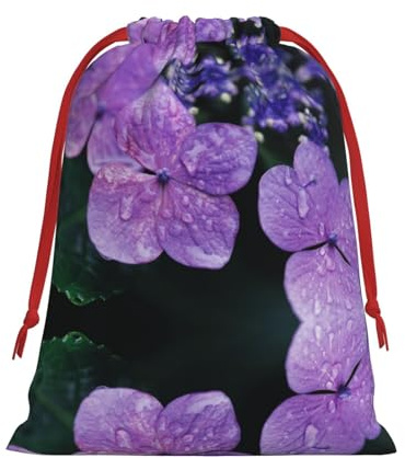 Hortensien-Blumen-bedruckte Weihnachts-Geschenktüte mit Kordelzug, eine praktische Wahl für die Verpackung kleiner Geschenke