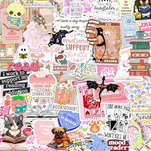 Bookish Sticker Pack | 125 PCS Waterproof Vinyl Decals for Kindle, iPad, Laptop & E-Reader | Cute Booktok Gifts for Girls, Holographic Funny Book Lovers Stickers