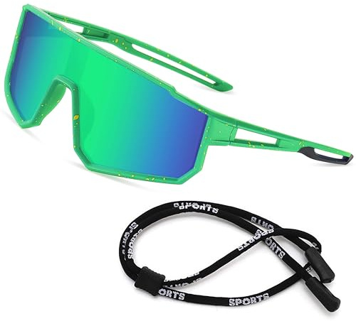 Kursan Kids Polarized Baseball Sunglasses for Boys Girls Youth Sports Goggles UV400 Protection Age 8-14(Green Floral/Blue Green Mirrored)
