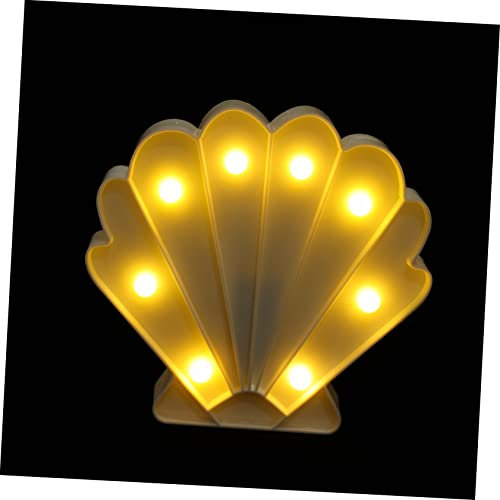 Housoutil Seashell Led Night Light Battery Powered Table Lamp White for Bedroom Decor Girls Cute Nightlamp Without Batteries