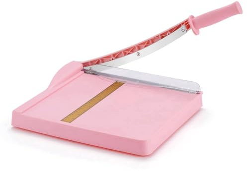 PAGJHRFJG Cortador de Papel, Cortador de Papel con Protector, Cortador de Longitud de Corte de 12 Pulgadas para Cartulina, Cartón, Vinilo (Rosa)
