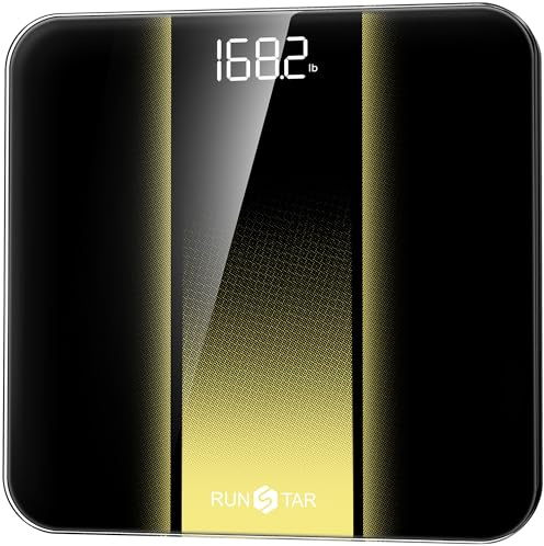 RunStar Digital Bathroom Scale for Body Weight with High Precision, Clear LED Backlight Display, Accurate Scale with 6mm Tempered Glass, 400lb