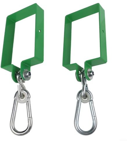 Yhenlovtt Stahl-Schaukel-Set Halterungen grün Metall Schaukelständer Verbinder 14,7 x 9,7 cm mit Nr. 10 Haken für 4 x 6 Holzbalken Outdoor-Spielplatzgeräte (2 Stück)