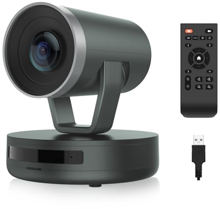 NEARITY V410 NDI PTZ Kamera, 2K 10x Hybrid Zoom Videokonferenz Webcam, AI-gestützte Geräuschunterdrückung, 4 voreingestellte Positionen, 350° Pan&60° Neigung, 120° FOV, Fernbedienung für Zoom/Teams