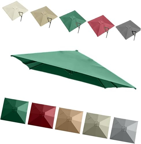 Telo di ricambio for ombrellone a sbalzo quadrato 3x3m, con 8 stecche superiori, anti-UV, for patio, piscina, ombrellone decentrato, telo di ricambio for ombrellone.(Dark Green,3m (10') Single top)