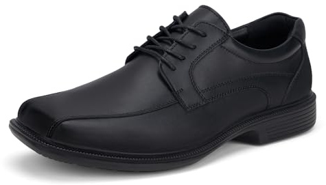 HEEZ Mens Dress Shoes,Split Leather Oxford Shoes for Men, Classic Lace Up Formal Business Shoes,Square Toe Black