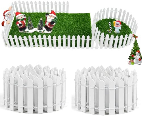 Kit di recinzione in legno per casa delle bambole fai da te, 5 cm x 90 cm, gnomo bianco natalizio, accessori da giardino (mini recinzione per mobili da giardino) (micro accessori paesaggistici) per
