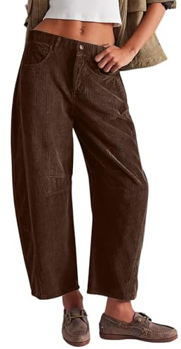 Pantaloni Donna Velluto a Coste Invernali Vintage Pantaloni Palazzo Larghi Donna Pantalone Largo Traspirante Morbido al Tatto Comodo per Vacanze, Ufficio, Casa o Sport