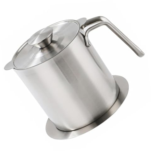 GLEAVI Aceitera Inoxidable con Colador y Tapa Filtro para Aceite Usado Recipiente Grande para Almacenamiento de Grasa Recipiente Escaldado para Cocina