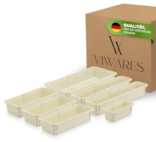 Viwares Minimax Organizer Set – Organizer für Haushalt & Werkstatt | 7-teiliges Schubladen Ordnungssystem aus Kunststoff – Werkzeug, Büro, Kleinteile – stapelbare Aufbewahrungsboxen für Schminke