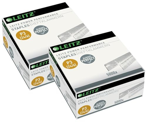 Leitz Power Performance Heftklammern P4 (24/8mm) P3 (24/6mm), Verzinkt (P3 24/6, 10 x 1000 Stück)