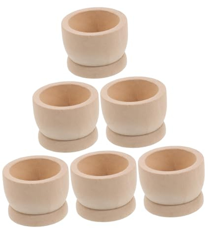 DOITOOL 6 Pezzi Portauova in Legno Naturale per Uova Fresche e Decorazioni Pasquali Vassoio Robusto per Esposizione Uova in Cucina e Tavola di Pasqua Supporto Multifunzione per Casa e Uso