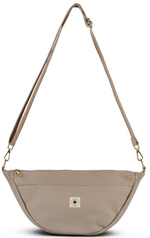 Grünes Glück Canvas Moon Bag Damen mit Innen & Außentasche | Perfekt als Crossbody Bag mit verstellbarem Gurt | Umhängetasche Damen klein