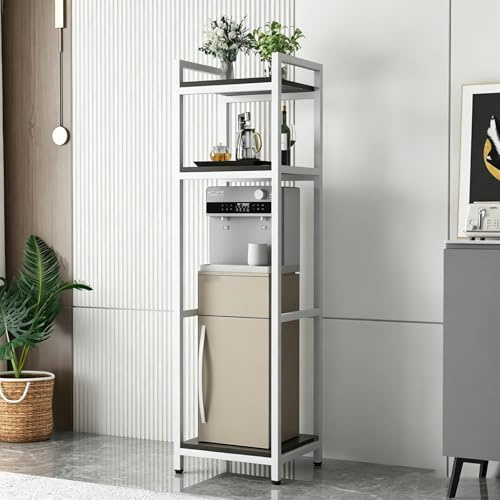 Water Dispenser Stand with 3-Tier Storage Shelves, Heavy Duty Metal Frame Appliance Rack for Mini Fridge, Microwave, Coffee Bar Organizer for Kitchen and Office