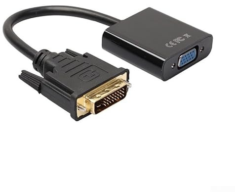 Adattatore DVI a VGA, 1080P DVI-D 24+1 pin maschio a VGA 15 pin femmina, cavo convertitore video per PC, computer, monitor, proiettore, nero (0,2 m)