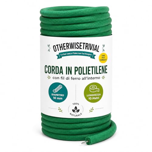 Cordel o cuerda de polipropileno multiusos, resistente para jardinería, embalaje, bricolaje y tendedero. Disponible en varios formatos (verde polietileno expandido, 10 mm x 10 m)
