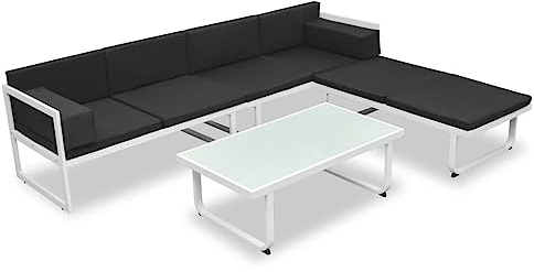vidaXL Gartenmöbel 13-TLG. Aluminium Lounge Sitzgruppe Sofagarnitur Gartensofa