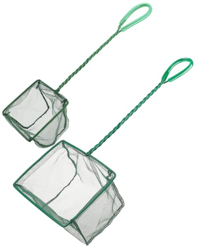 Uniclife Aquarium Fish Net Set Fish Catch Nets with Plastic Handle, 15 cm and 10 cm Pack