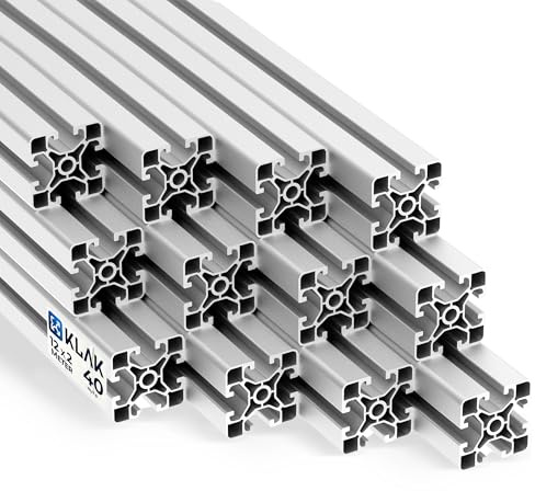 KLAK 40 - Aluprofil 12 Stück 40x40mm light 2m System-, Montageprofil Nut 8 | Für Camperausbau, Sim-Rigs & Anhänger. Kompatibel mit Nut-8-Zubehör. Eloxiert, witterungsbeständig, 12 × 2 m = 24 m, silber