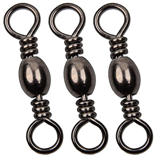 JSHANMEI Fishing Barrel Swivels High Strength Fishing Swivels Solid Ring Fishing Line Connector Copper Stainless Steel Fishing Tackle Accessories for Bass Trout Saltwater Freshwater #10 50pcs