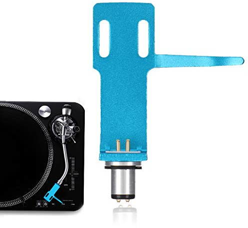 Phono-Kopfabdeckung, LP-Plattenspieler-Kopf-Phono-Kopf-Ersatz,Kopfabdeckung mit Kabeln,4 Kabel +2 Schraubenpaare, professionelles Design,für Allzweck-Plattenspieler/Tonabnehmer(Blau)