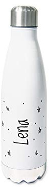 GRAZDesign Trinkflasche Edelstahl personalisiert Name, auslaufsicher Einschulung Geschenk, Thermosflasche Sportflasche Kinder/Erwachsene 500ml Motiv Sterne