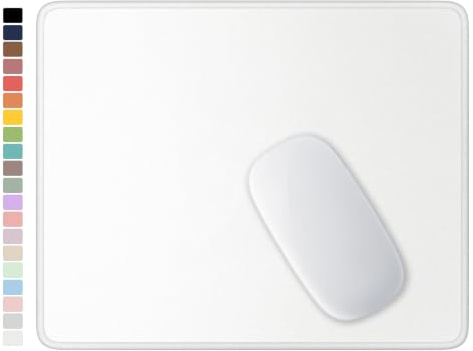 Hsurbtra Mauspad, hochwertig, strukturiert, quadratisch, rutschfest, wasserdicht, schön, vernähter Rand, niedliche Gummi-Computermatte für Büro, Gaming, Laptop, Damen, Kinder, Elfenbein, 25,9 x 21 cm
