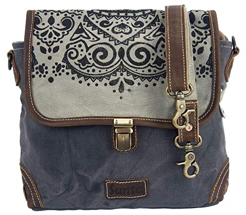 Sunsa Damen Umhängetasche. Mittlerer Messenger Tasche. Canvas/Leder Handtasche. Klein Crossbody Bag. Vintage Schultertasche. Geschenk Ideen für Frauen/Mädchen.