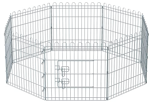 Feandrea Freilaufgehege Kaninchen, faltbar, transportabel, silbern PPK001W01