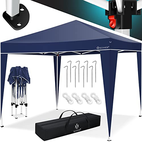 KESSER® Gazebo Pieghevole 3x3m | Pop-Up Regolabile in Altezza Stabile Impermeabile Resistente all’Inverno | Protezione UV 50+ Inclusa Borsa con Ruote & Ancoraggio al Suolo - Blu