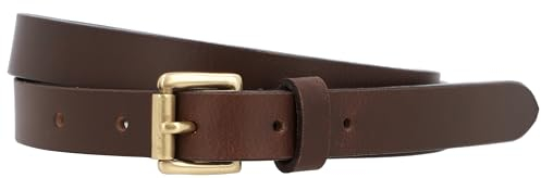 Gusti Gürtel Leder - Birte schlichter schmaler Ledergürtel mit goldener Schnalle Hüftgürtel Ziergürtel Accessoires Damen 115cm Braun Leder