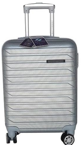 COVERI COLLECTION VICTOR LINE SRL Trolley Enrico Coveri Bagaglio a Mano 55x39x20 8 Ruote Ryanair EasyJet ESPANDIBILE (ARGENTO)