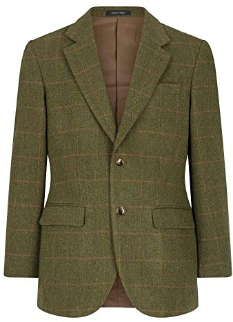 WALKER AND HAWKES - Derby Tweed Windsor Blazer för män, Mörk salvia, 54