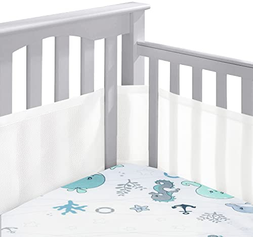 Bettumrandung Babybett,2 Pack Baby Nestchen Bettumrandung,Kopfumrandung Babybett,Atmungsaktive Krippenumrandung,Babybett Atmungsaktiver Kollisionsschutz,Nestchen für Kinderbetten,Babybett Umrandungen