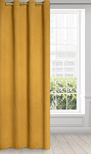 Eurofirany Amaro Schwer 340 g/m2 Blackout Vorhang mit Ösen 1 STK. Thermovorhang Blickdicht Wärmeisolierender Kälteschutz Verdunklungsgardine Abdunkeln Struktur Wohnzimmer Schlafzimmer 135x250cm Honig