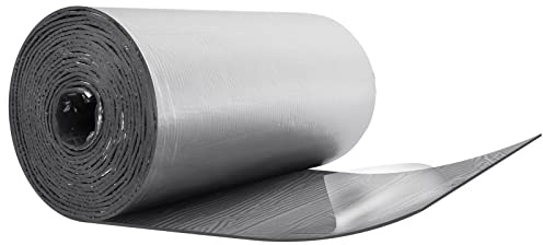 Isolant Thermique auto-adhésif 0.5x10M, Tapis d'isolation acoustique Anti Chaleur en caoutchouc et en Aluminium Parfait pour Voiture, Porte, Mur(5mm Épaisseur)