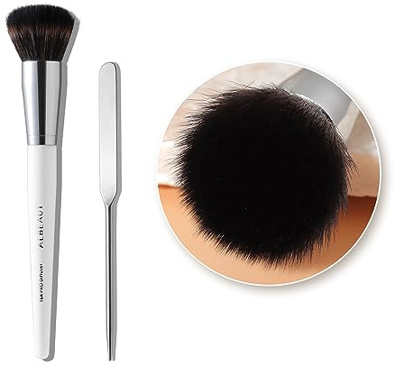 Albeaut Pinceau bronzant à double fibre pointillée pour fond de teint, fond de teint, pinceau de maquillage, végétalien