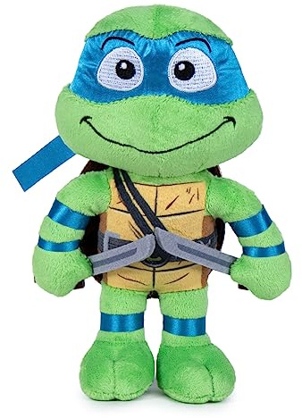 Famosa Softies Leonardo 760022773 Peluche Léonard des Tortues Ninja, personnage du film Chaos mutant, mesure 30 cm, avec masque bleu et détails à offrir aux garçons et aux filles de tout âge