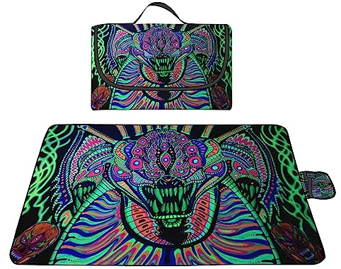 TengYuer Picknickdecke 180x200cm Stranddecke Wasserdicht Sandfrei Isoliert Faltbar Strandmatte mit Tragegriff Outdoor Campingdecke XXL für Camping Parks Strände Picknick GrüN Schwarz