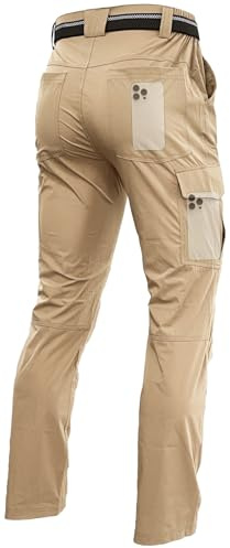Men's Lightweight Hiking Cargo Work Pants Quick Dry Water Resistant Fishing Travel Climbing Outdoor Stretch Pants Khaki 40