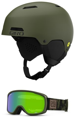 Giro Ledge MIPS Combo Pack Ski Helmet - Snowboarding Helmet with Matching Goggles Matte Trail Green/Trail Green Cloud Dust M (55.5-59cm)